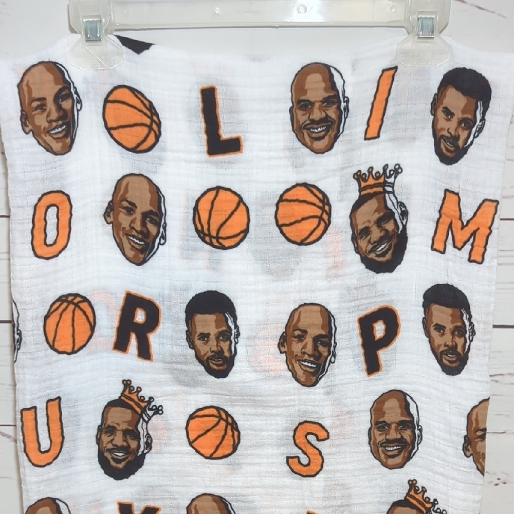 Little Homie Baby Ball Before You Crawl Basketball Muslin Swaddle Blanket Cotton - Picture 3 of 16